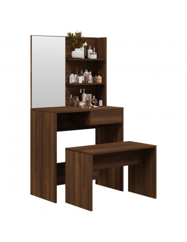 Set Tavolo da Toeletta Rovere Marrone 74,5x40x141 cm