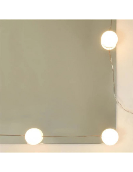 Set Tavolo da Toeletta con LED Rovere Fumo in Legno Multistrato
