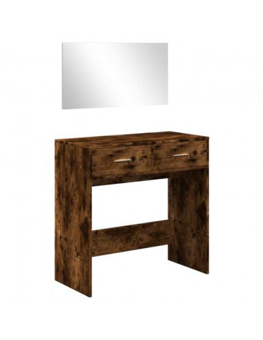 Toeletta con Specchio Rovere Fumo 80x39x80 cm