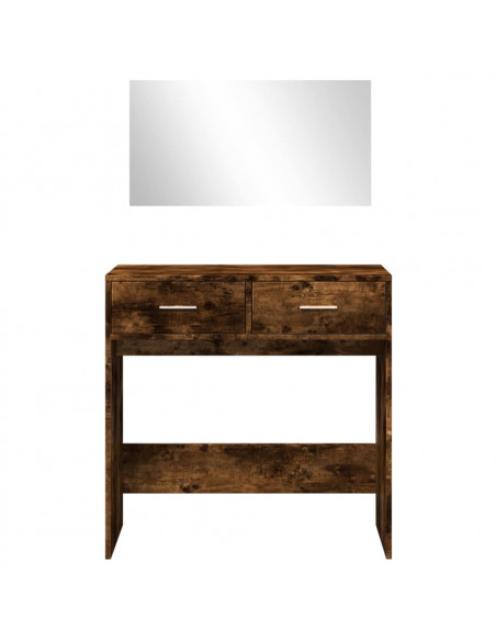 Toeletta con Specchio Rovere Fumo 80x39x80 cm
