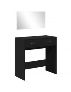 Toeletta con Specchio Nero 80x39x80 cm 2