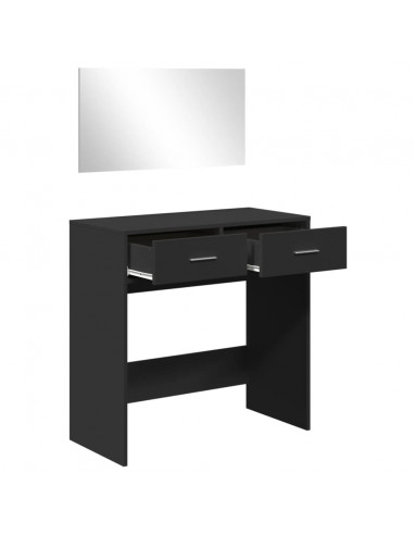 Toeletta con Specchio Nero 80x39x80 cm