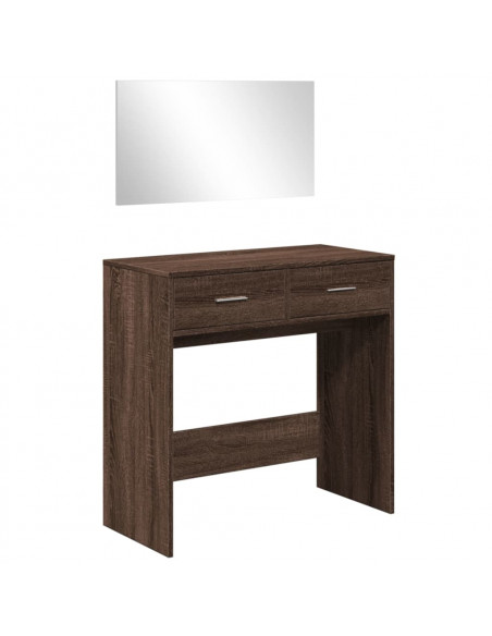Toeletta con Specchio Rovere Marrone 80x39x80 cm