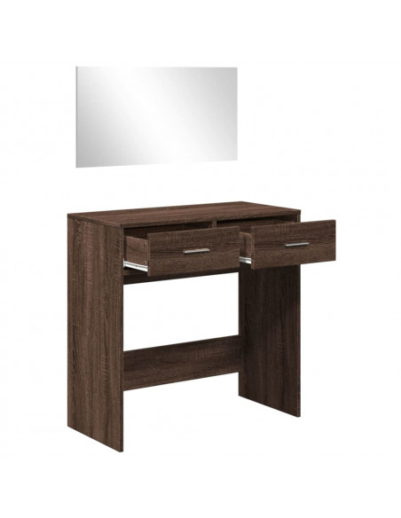 Toeletta con Specchio Rovere Marrone 80x39x80 cm