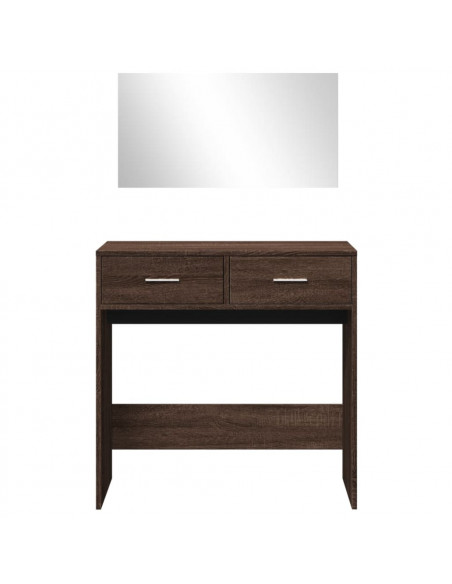 Toeletta con Specchio Rovere Marrone 80x39x80 cm
