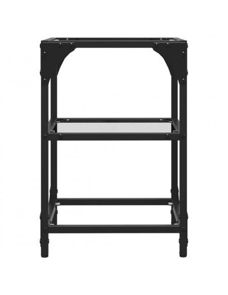 Tavolini con Piano in Vetro Trasparente 2 pz 30x30x45cm Acciaio
