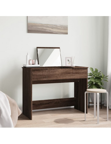 Toeletta con Specchio Rovere Marrone 100x45x76 cm