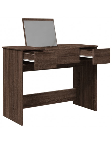 Toeletta con Specchio Rovere Marrone 100x45x76 cm