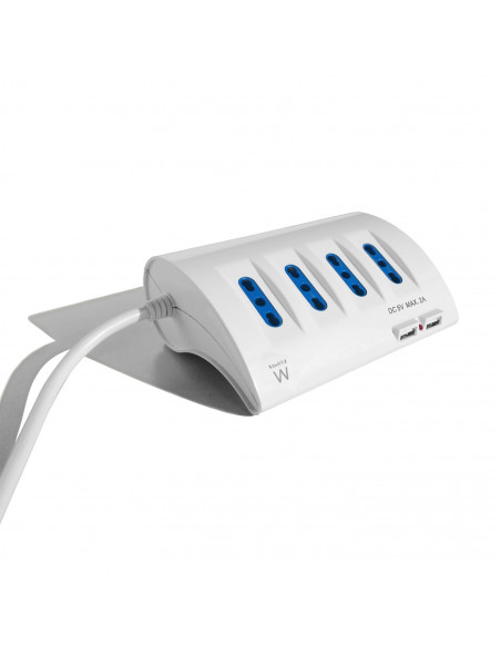 Ewent EW3934 prolunghe e multiple 2 m 5 presa(e) AC Interno Blu, Bianco