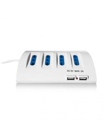 Ewent EW3934 prolunghe e multiple 2 m 5 presa(e) AC Interno Blu, Bianco