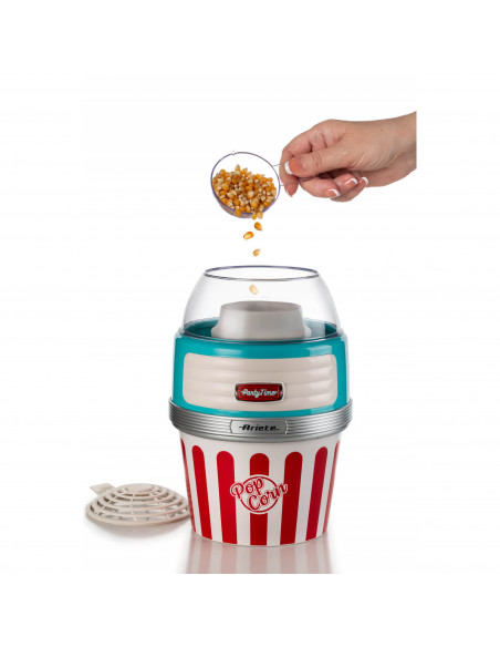 Ariete 2957 Pop Corn XL Party Time - Macchina per Popcorn - Scoppia 60gr di Mais in 2 minuti ad Aria Calda - Ciotola Estraibile 