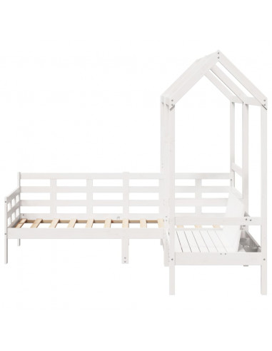 Set Dormeuse e Panca con Tetto Bianco 80x200cm Massello Pino