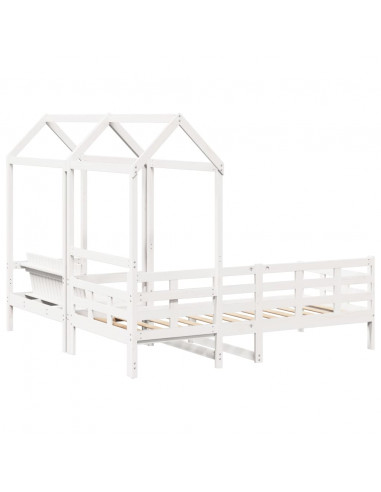 Set Dormeuse e Panca con Tetto Bianco 80x200cm Massello Pino