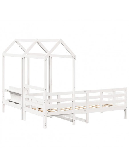 Set Dormeuse e Panca con Tetto Bianco 80x200cm Massello Pino
