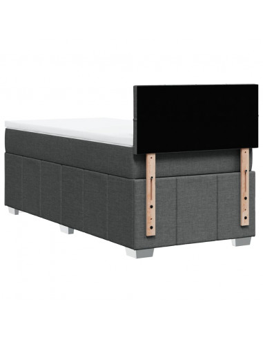 Giroletto a Molle con Materasso Grigio Scuro 100x200 cm Tessuto