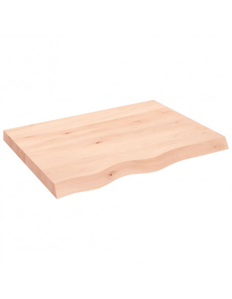 Piano Bagno 80x60x(2-6) cm in Legno Massello Non Trattato