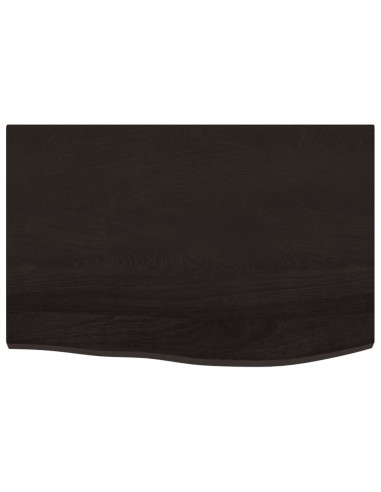 Piano Bagno Marrone Scuro 60x40x(2-4)cm Legno Massello Trattato