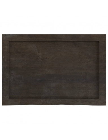 Piano Bagno Marrone Scuro 60x40x(2-4)cm Legno Massello Trattato