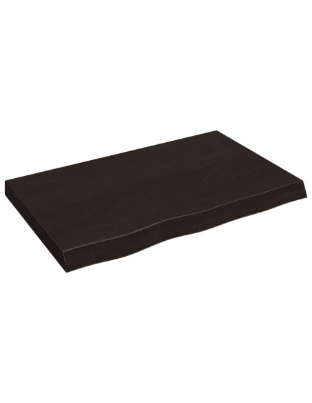 Piano Bagno Marrone Scuro 80x60x2 cm Legno Massello Trattato