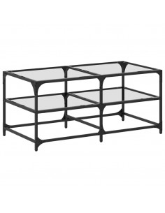 Tavolini con Piano Vetro Trasparente 2 pz 98,5x50x45 cm Acciaio 2