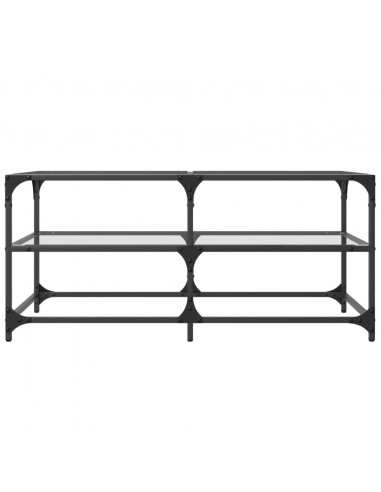 Tavolini con Piano Vetro Trasparente 2 pz 98,5x50x45 cm Acciaio