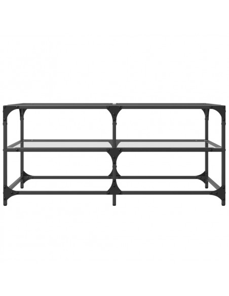 Tavolini con Piano Vetro Trasparente 2 pz 98,5x50x45 cm Acciaio