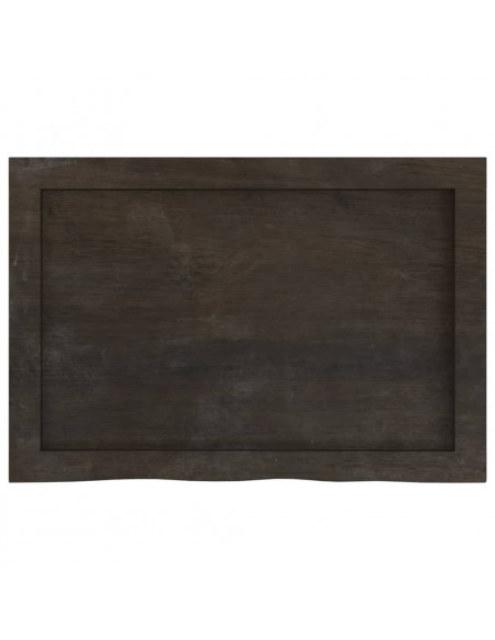 Piano Bagno Marrone Scuro 60x40x(2-6)cm Legno Massello Trattato