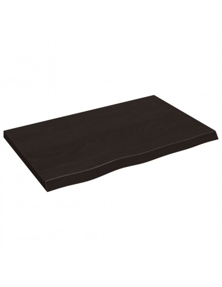 Piano Bagno Marrone Scuro 80x50x(2-4)cm Legno Massello Trattato