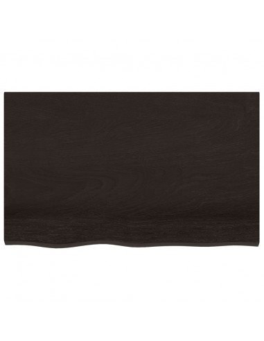 Piano Bagno Marrone Scuro 80x50x(2-4)cm Legno Massello Trattato