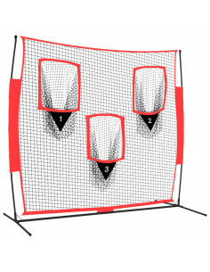 Rete Baseball Portatile Nera e Rossa 183x105x183 cm Poliestere 2