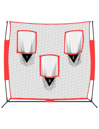 Rete Baseball Portatile Nera e Rossa 183x105x183 cm Poliestere