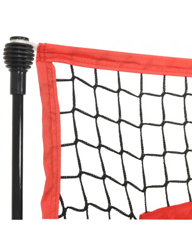 Rete Baseball Portatile Nera e Rossa 183x105x183 cm Poliestere
