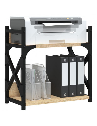 Supporto Stampante 2 Piani Rovere Sonoma 40x20x40cm Multistrato