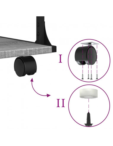 Supporto Stampante 3 Piani Grigio Sonoma 43x48x64cm Multistrato