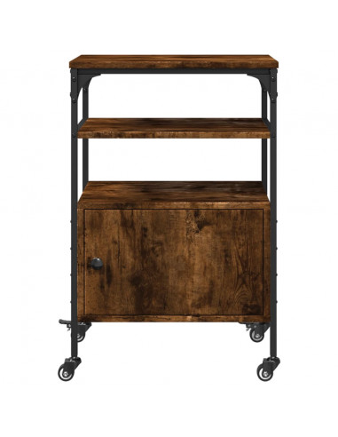 Supporto Stampante 3 Livelli Rovere Fumo 50x40x76cm Multistrato