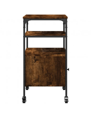 Supporto Stampante 3 Livelli Rovere Fumo 50x40x76cm Multistrato