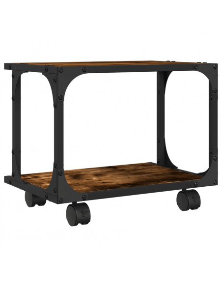 Supporto Stampante 2 Livelli Rovere Fumo 41x28x33,5 Multistrato