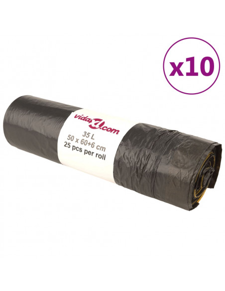 Sacchetti per Cestini con Coulisse 250 pz Neri 35 L