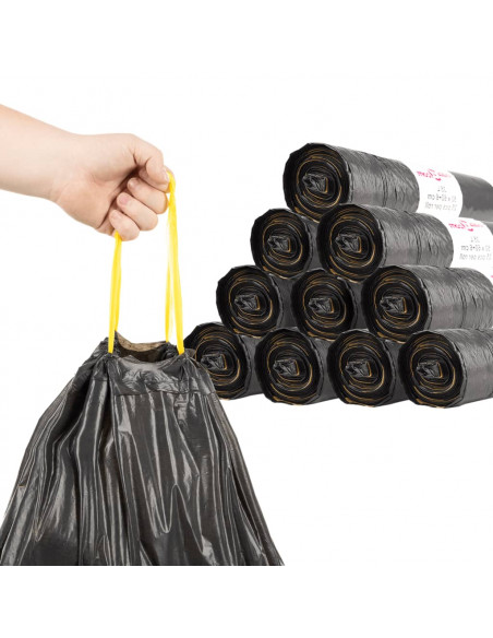 Sacchetti per Cestini con Coulisse 250 pz Neri 60 L