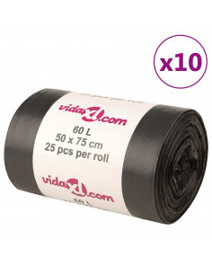 Sacchetti per Cestini 250 pz Neri 60 L 2