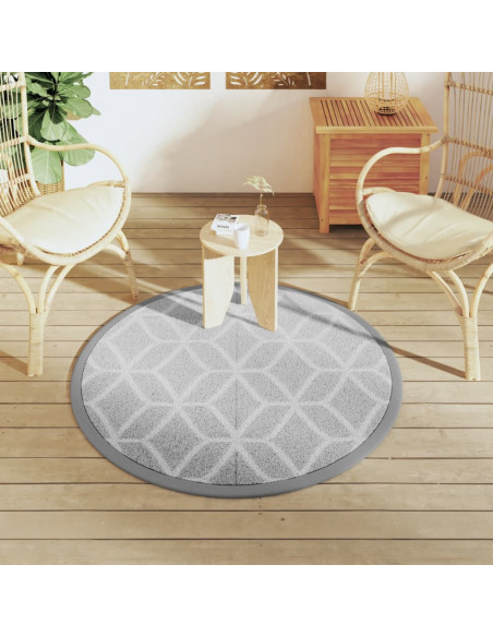 Tappeto da Esterno Grigio Ø120 cm in PP