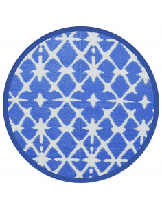 Tappeto da Esterno Blu e Bianco Ø120 cm in PP 2