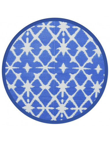 Tappeto da Esterno Blu e Bianco Ø120 cm in PP