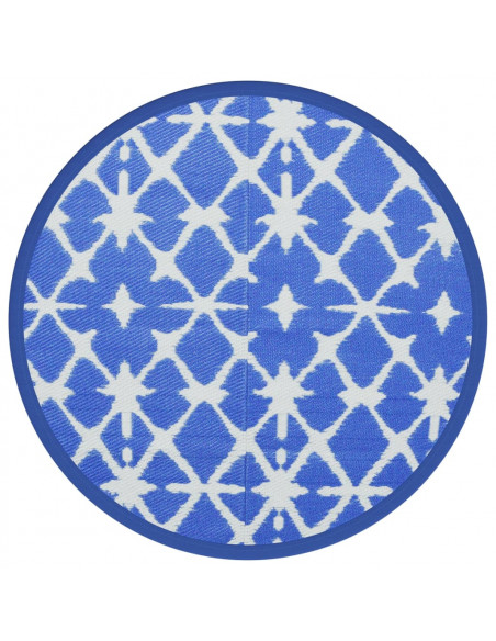 Tappeto da Esterno Blu e Bianco Ø120 cm in PP