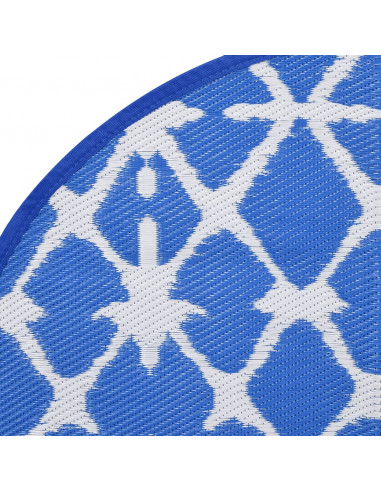 Tappeto da Esterno Blu e Bianco Ø120 cm in PP