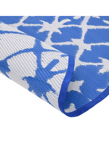 Tappeto da Esterno Blu e Bianco Ø120 cm in PP