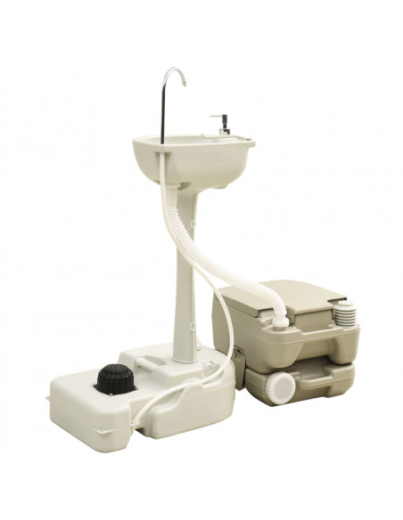 Set Toilette Portatile Campeggio Supporto Lavamani Tanica Acqua