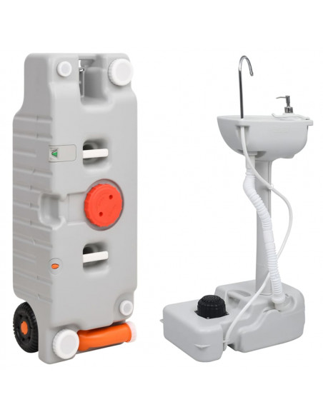 Set Supporto Lavamani da Campeggio Portatile e Tanica d'Acqua