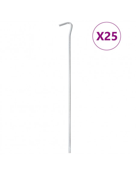 Picchetti per Tenda 25 pz 30 cm Ø5 mm in Acciaio Zincato