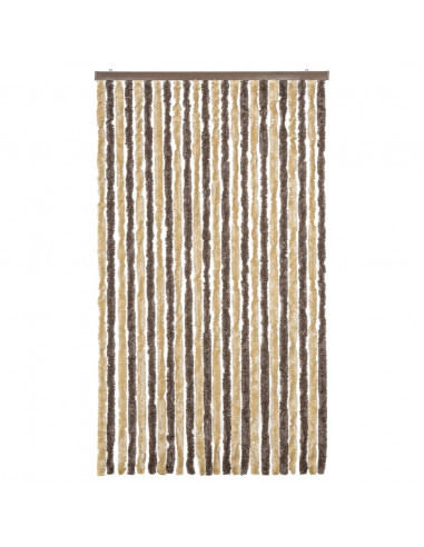 Tenda Antimosche Marrone Scuro e Beige 100x220 cm in Ciniglia